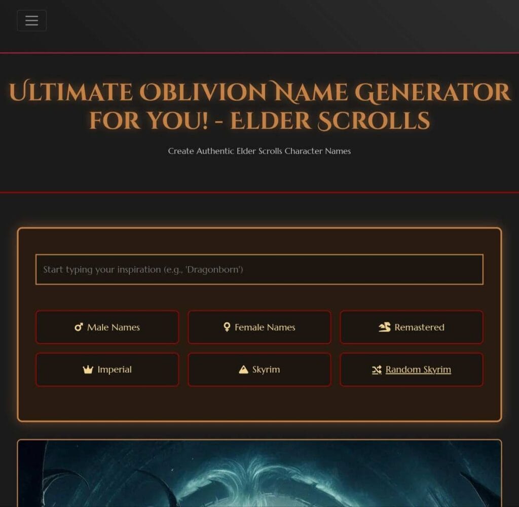 Oblivion names Generator