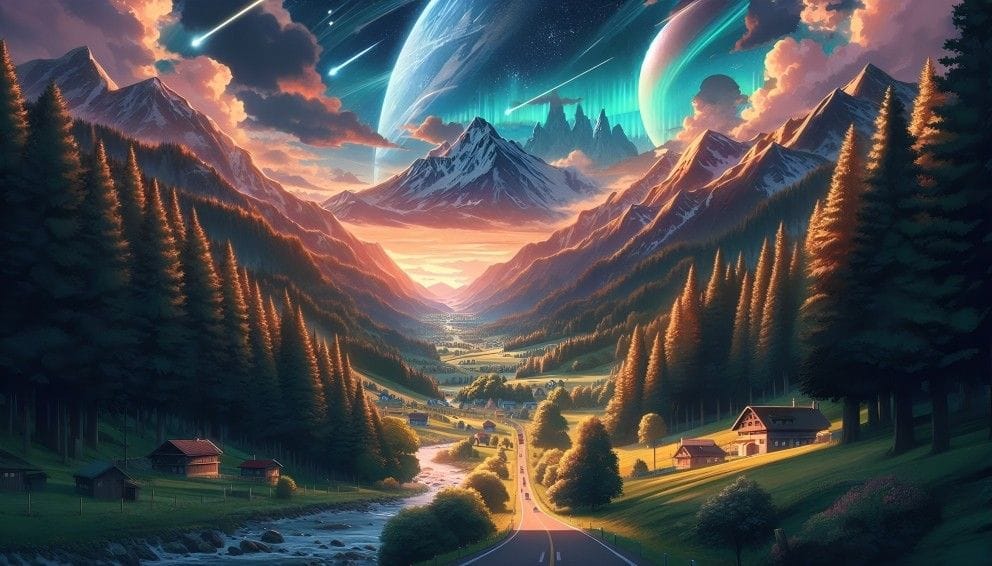 Animated image about an anime world